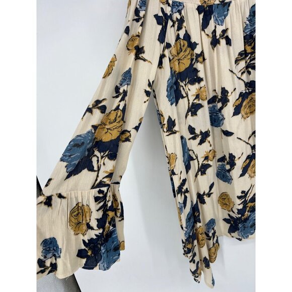 Blu Pepper Womens Floral Mini Dress Size Large Off The Shoulder Bell Sleeve - Picture 2 of 5